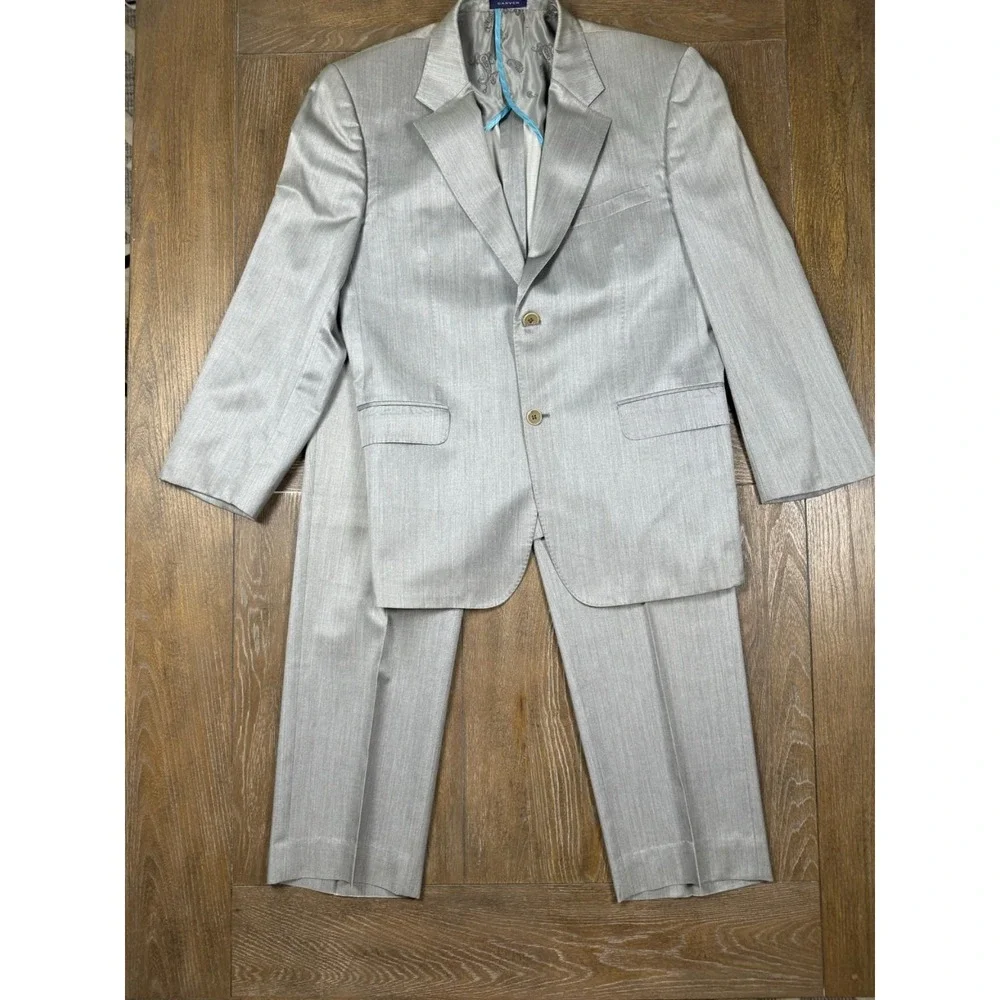 Carven Paris Men's Suit 100-88-170 Silver Gray Wool Silk 2 Piece